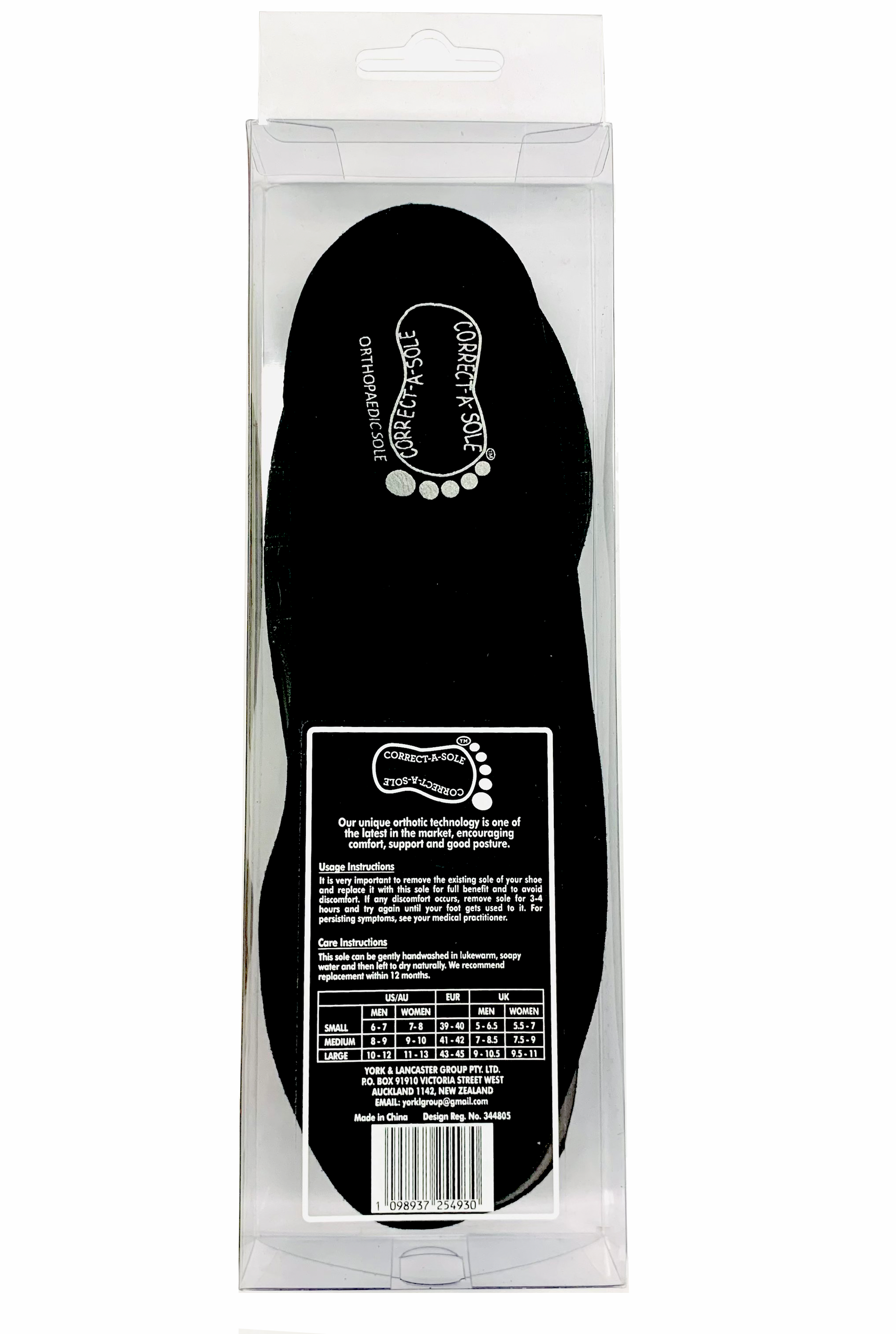 Correct-a-Sole® Insoles - Black (back pack shot)