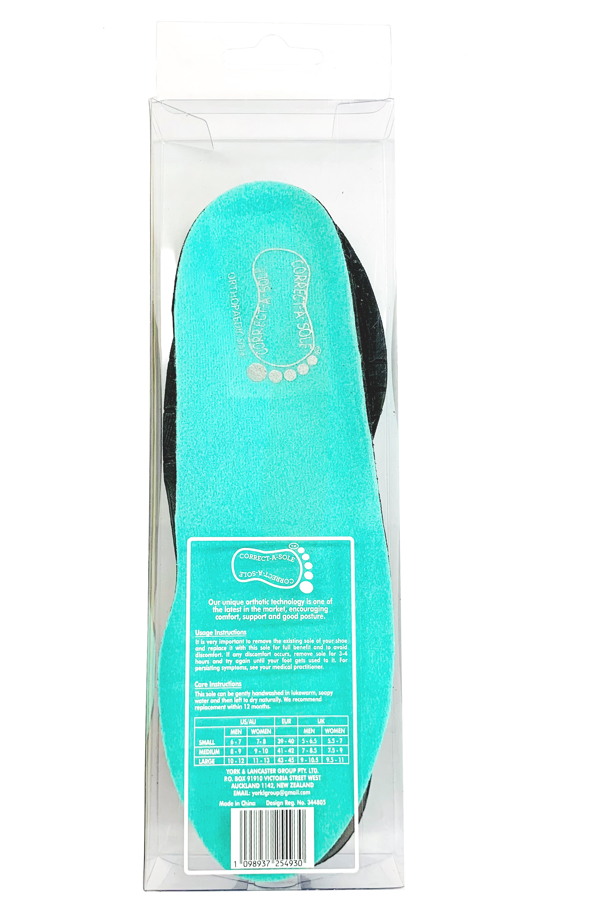Correct-a-Sole® Insoles - Turquoise (back pack shot)