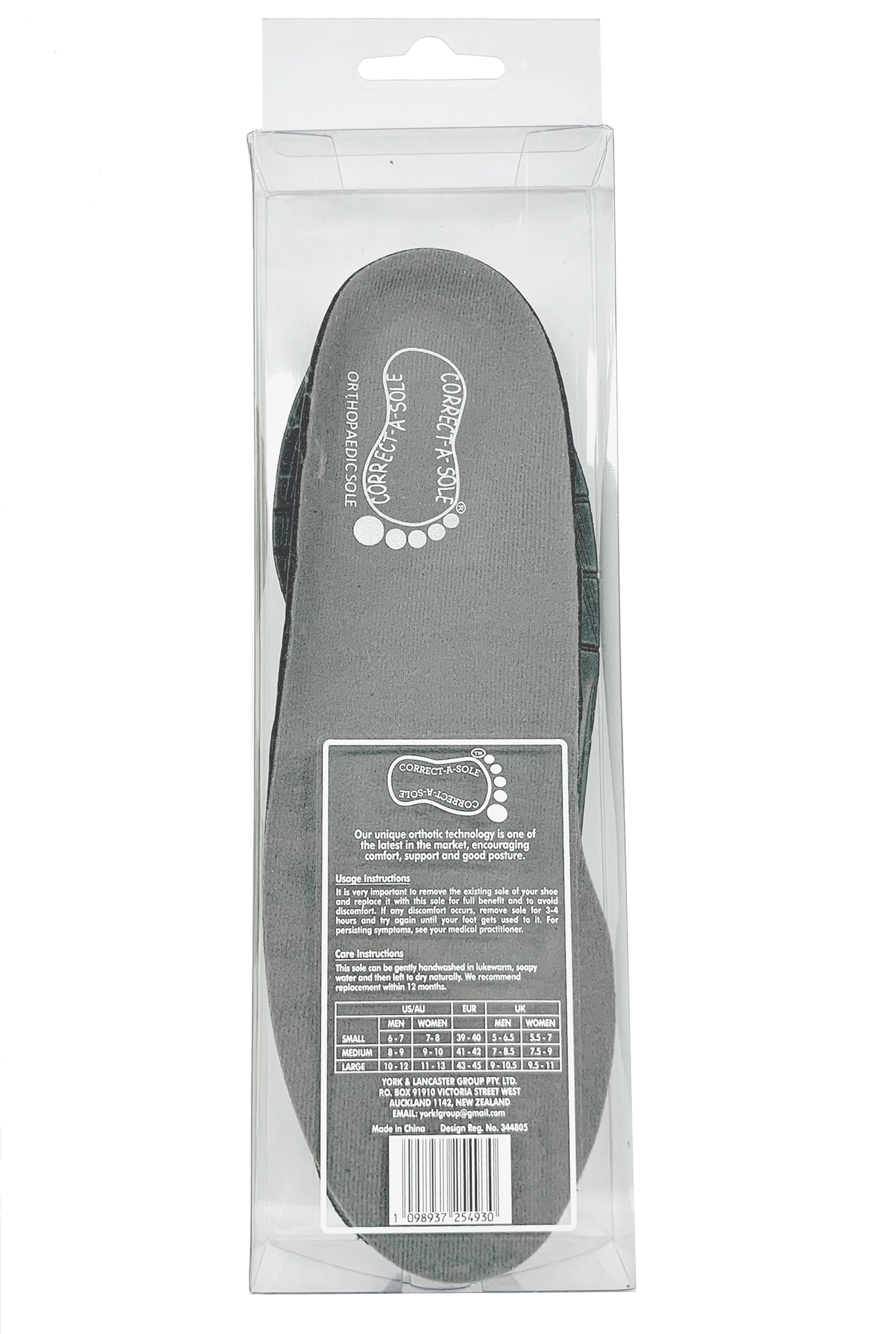 Correct-a-Sole® Insoles - Grey (back pack shot)