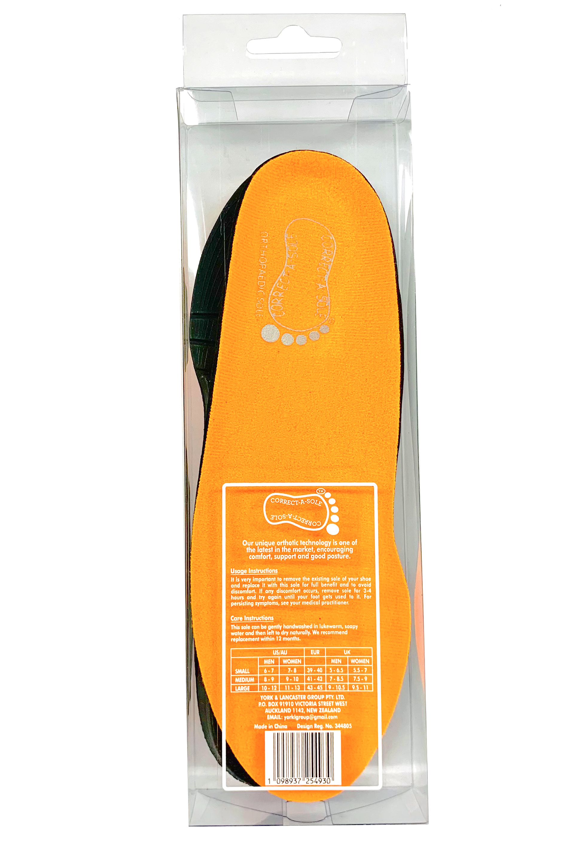 Correct-a-Sole® Insoles - Orange (back pack shot)