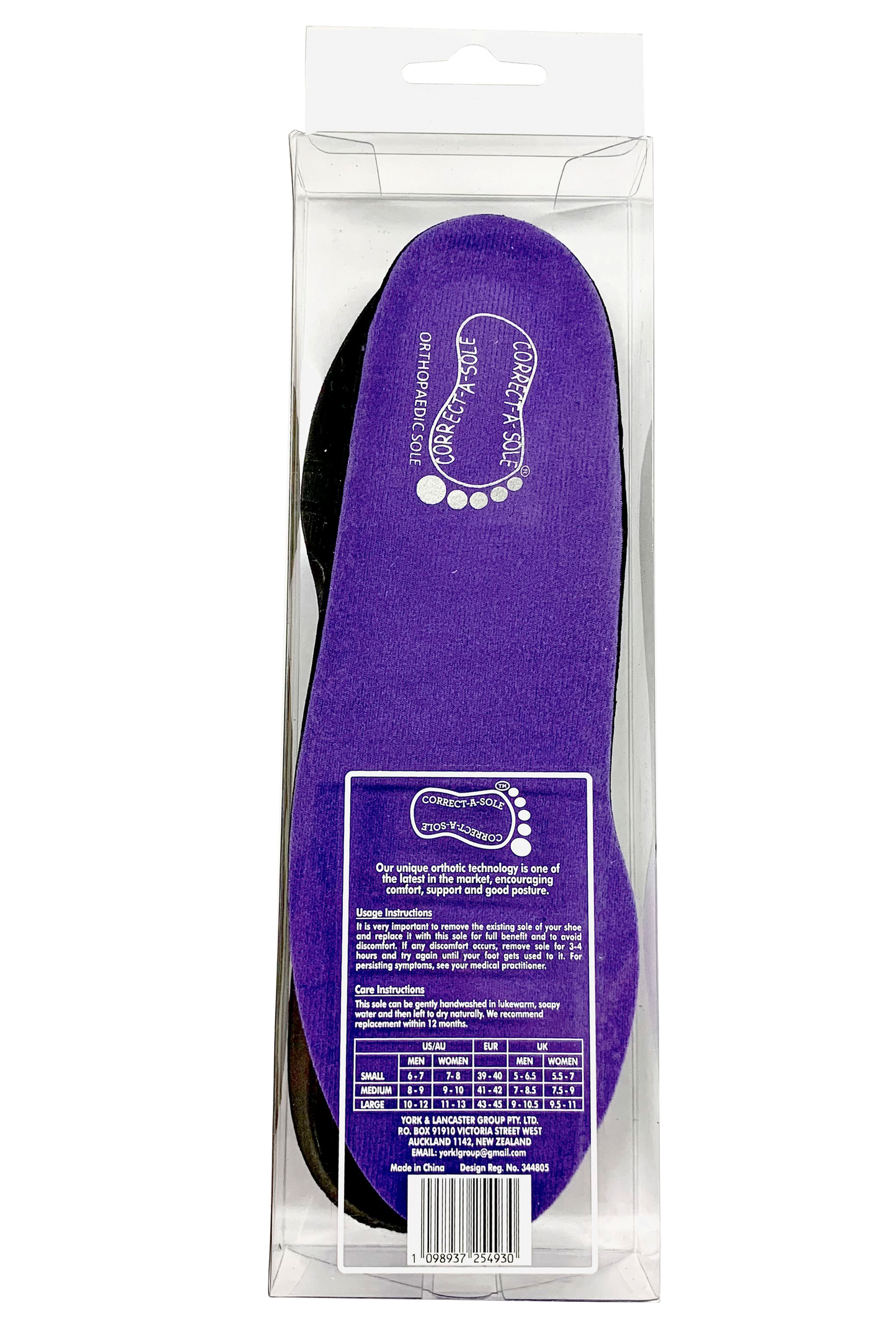 Correct-a-Sole® Insoles - Purple (back pack shot)